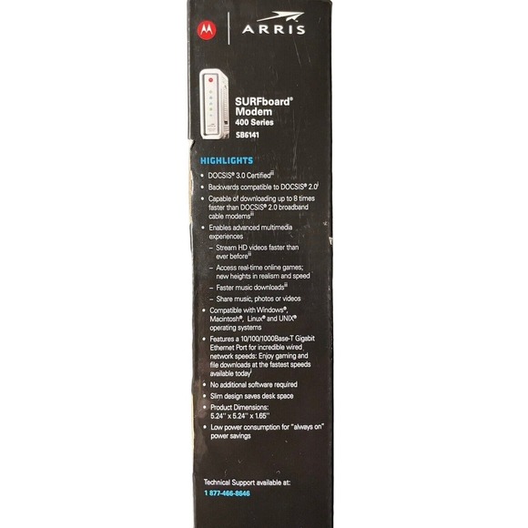 Motorola Arris SURFboard Modem 400 Series Model SB6141 343mbps DOCSIS 3.0‎ - Picture 8 of 10